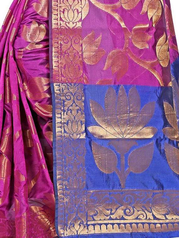 zari floral banarasi saree with blouse - 15504110 -  Standard Image - 1