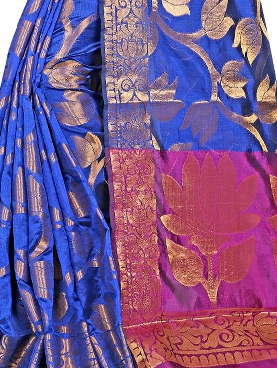 zari floral banarasi saree with blouse - 15504111 - Standard Image - 1