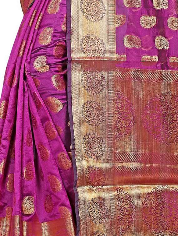 zari paisley banarasi saree with blouse - 15504114 - Standard Image - 1