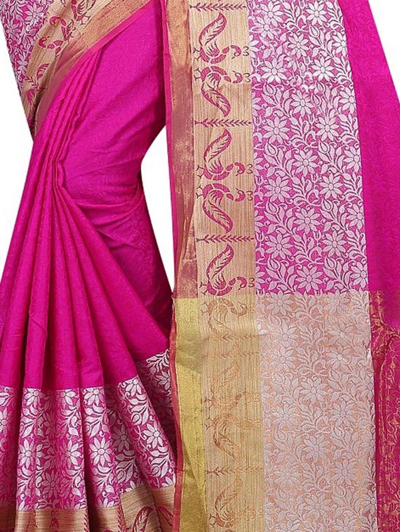 ditsy floral bordered saree with blouse - 15504134 - Standard Image - 1