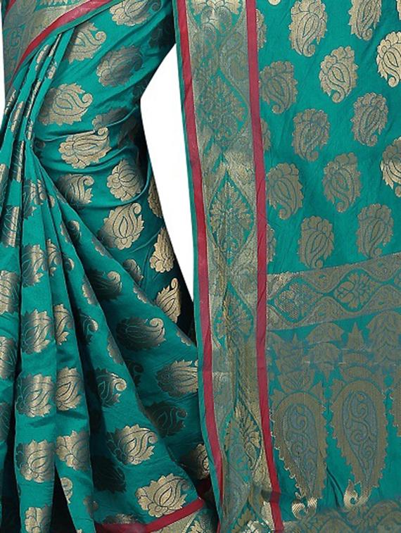 zari paisley banarasi saree with blouse - 15504135 - Standard Image - 1