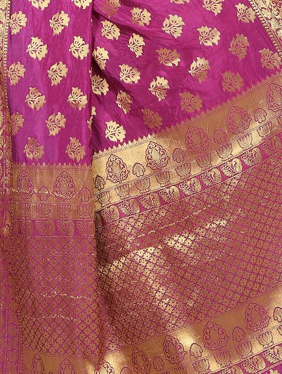 zari jacquard banarasi saree with blouse - 15504139 - Standard Image - 4