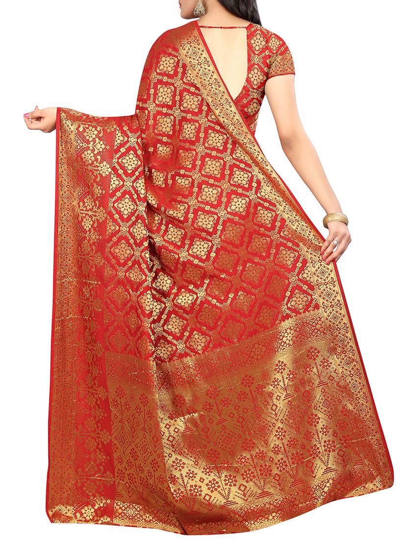 zari motif banarasi saree with blouse - 15504141 - Standard Image - 1