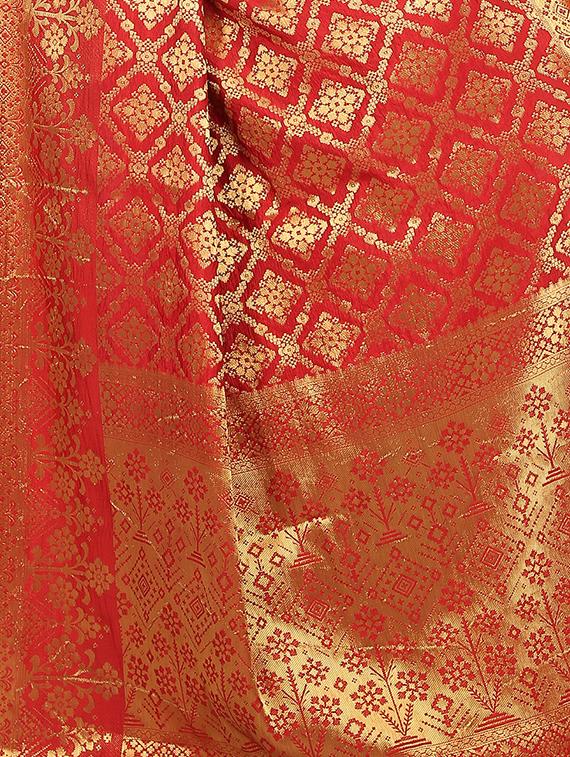 zari motif banarasi saree with blouse - 15504141 - Standard Image - 4