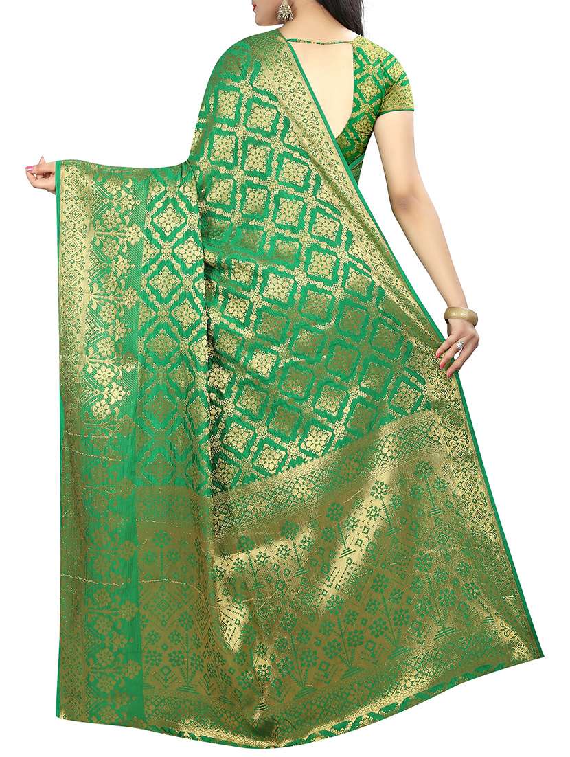 zari motif banarasi saree with unstiched blouse with blouse - 15504142 - Standard Image - 1