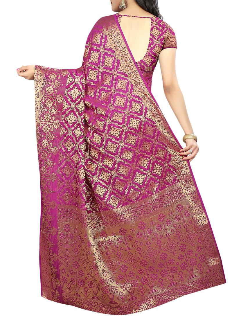 zari motif banarasi saree with blouse - 15504144 - Standard Image - 1