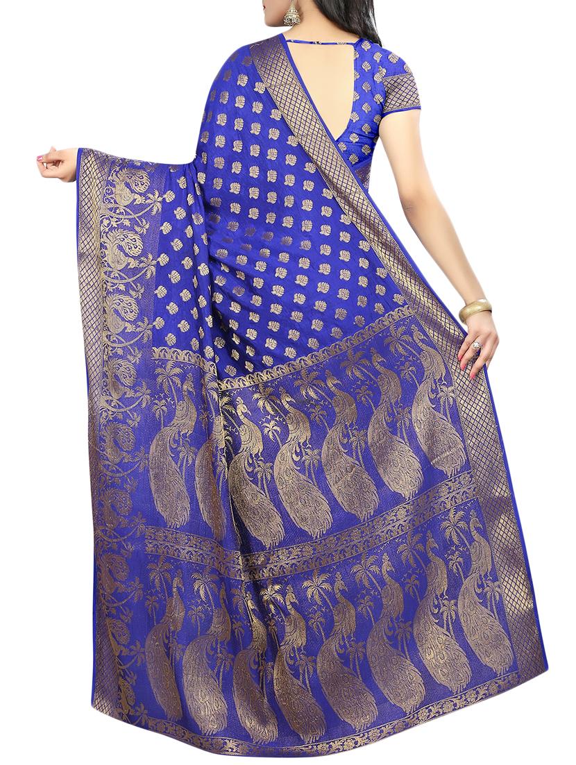 zari motif banarasi saree with blouse - 15504145 - Standard Image - 1