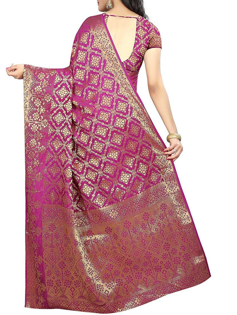 all over ethnic motif foil printed saree with blouse - 15504146 -  Standard Image - 1