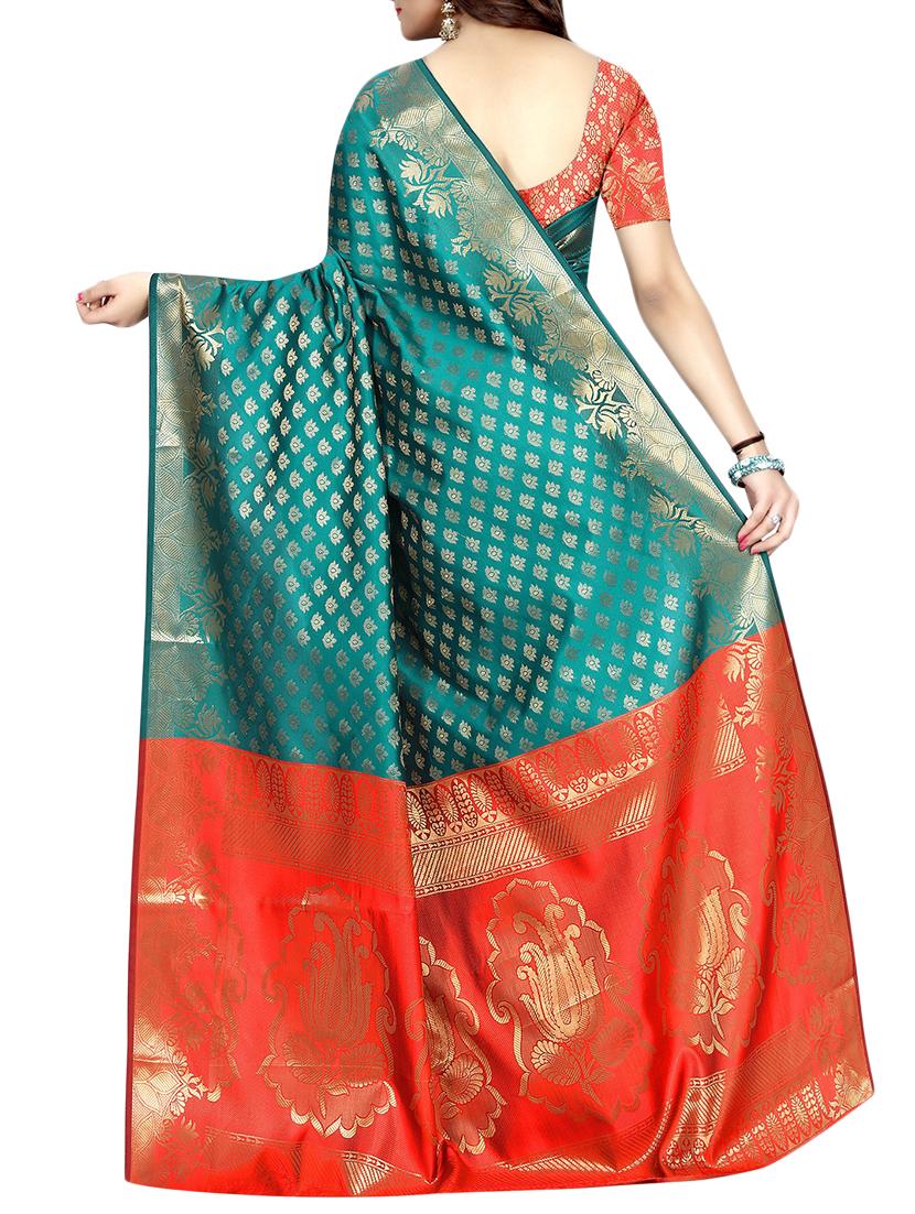 zari motif banarasi saree with blouse - 15504153 -  Standard Image - 1
