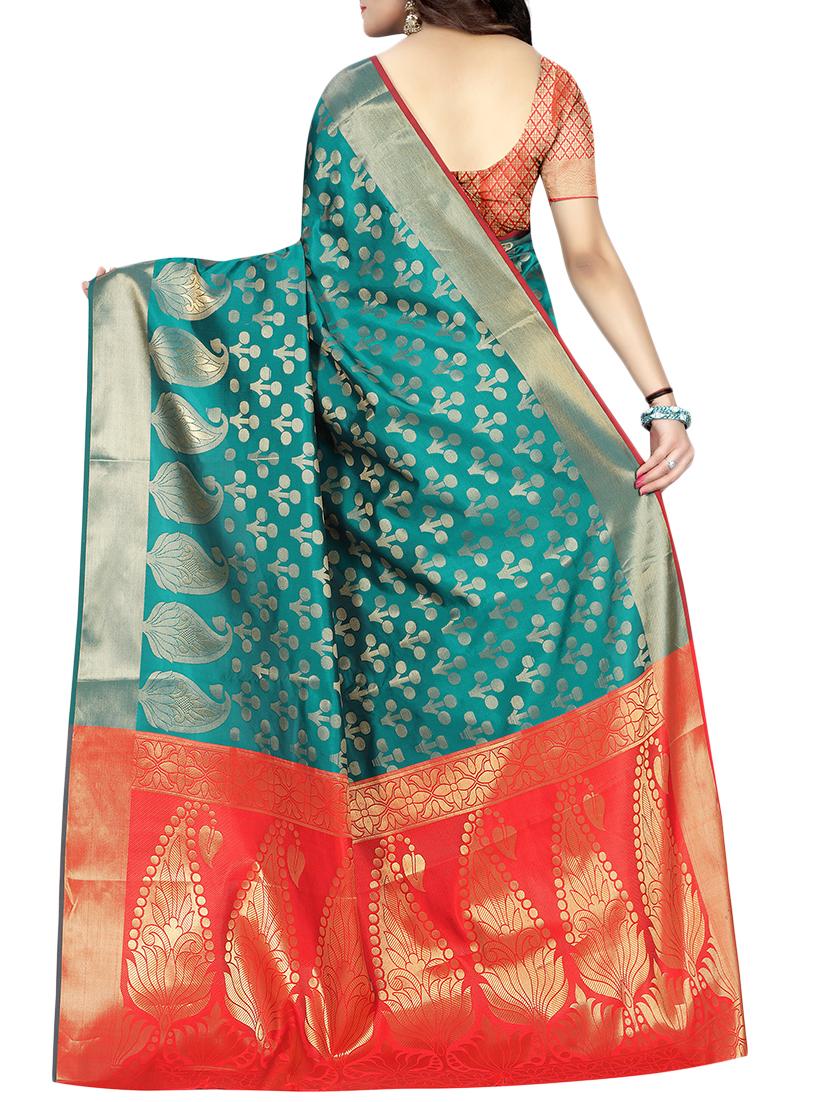 zari motif banarasi saree with blouse - 15504156 - Standard Image - 1