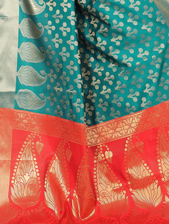 zari motif banarasi saree with blouse - 15504156 - Standard Image - 4