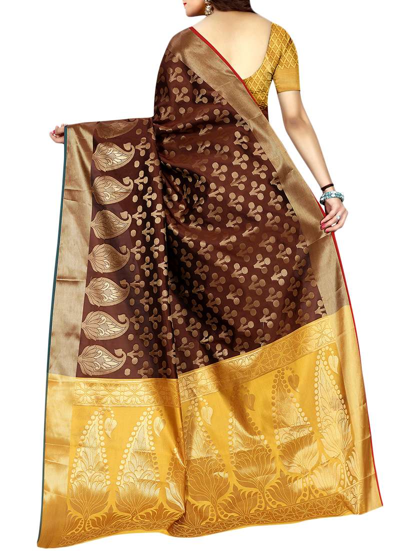 zari motif banarasi saree with unstiched blouse with blouse - 15504158 - Standard Image - 1