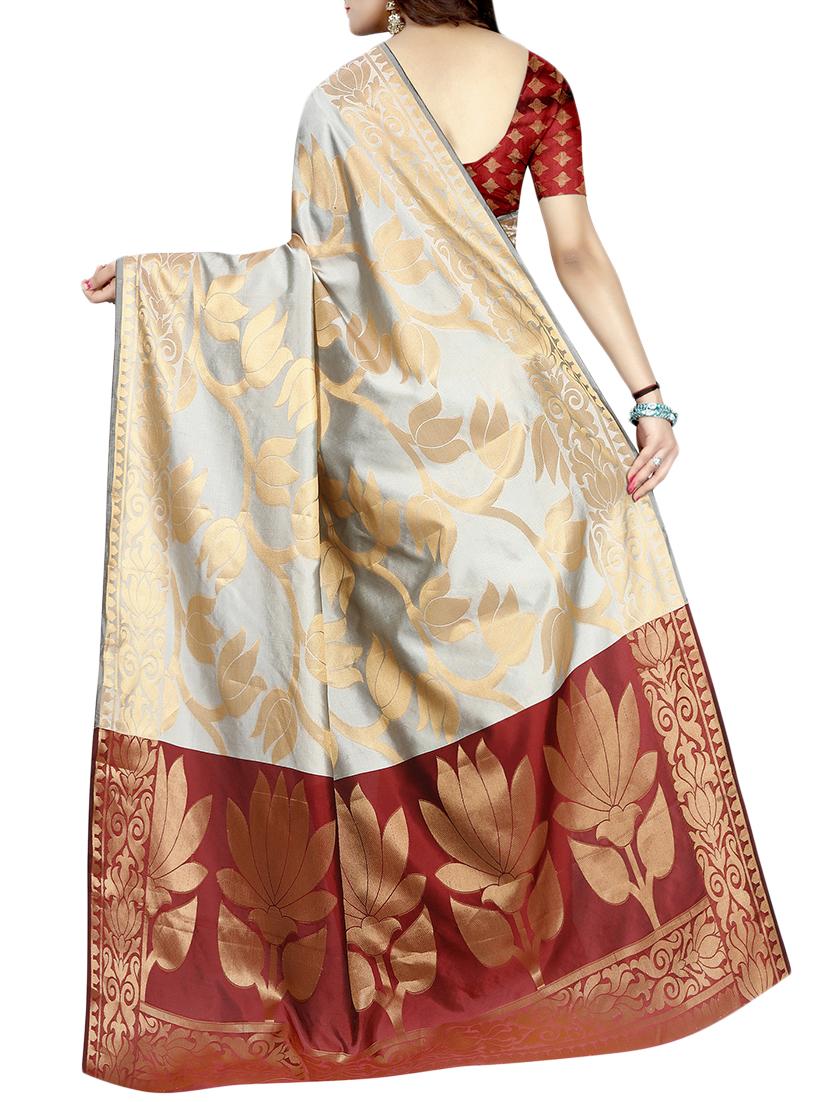 zari motif banarasi saree with unstiched blouse with blouse - 15504160 - Standard Image - 1