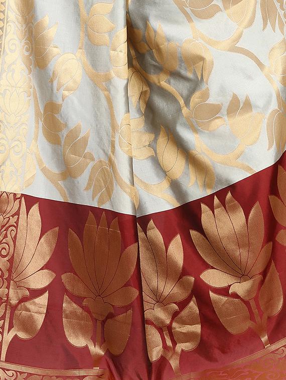 zari motif banarasi saree with unstiched blouse with blouse - 15504160 - Standard Image - 4