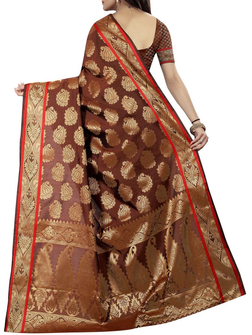 zari weave banarsi saree with blouse - 15504163 - Standard Image - 1
