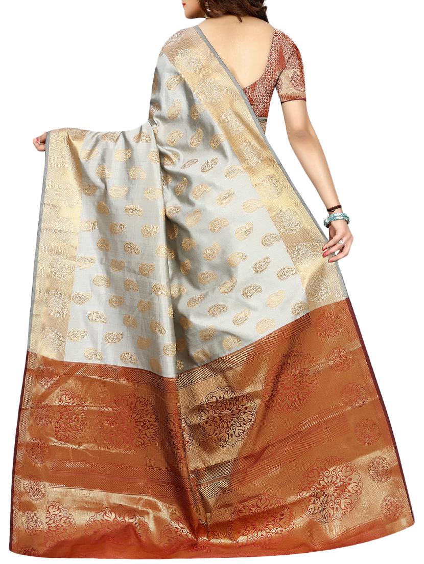 zari weave banarsi saree with blouse - 15504166 - Standard Image - 1