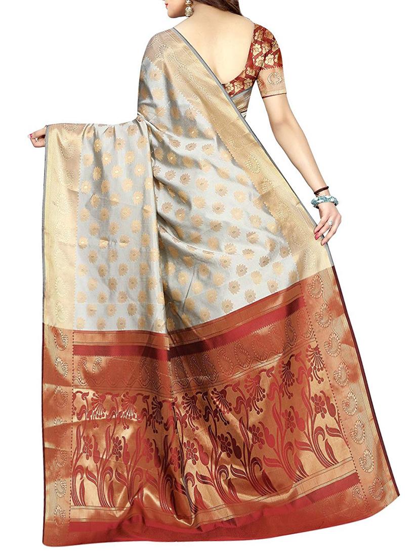 zari motifs banarasi saree with blouse - 15504182 - Standard Image - 1