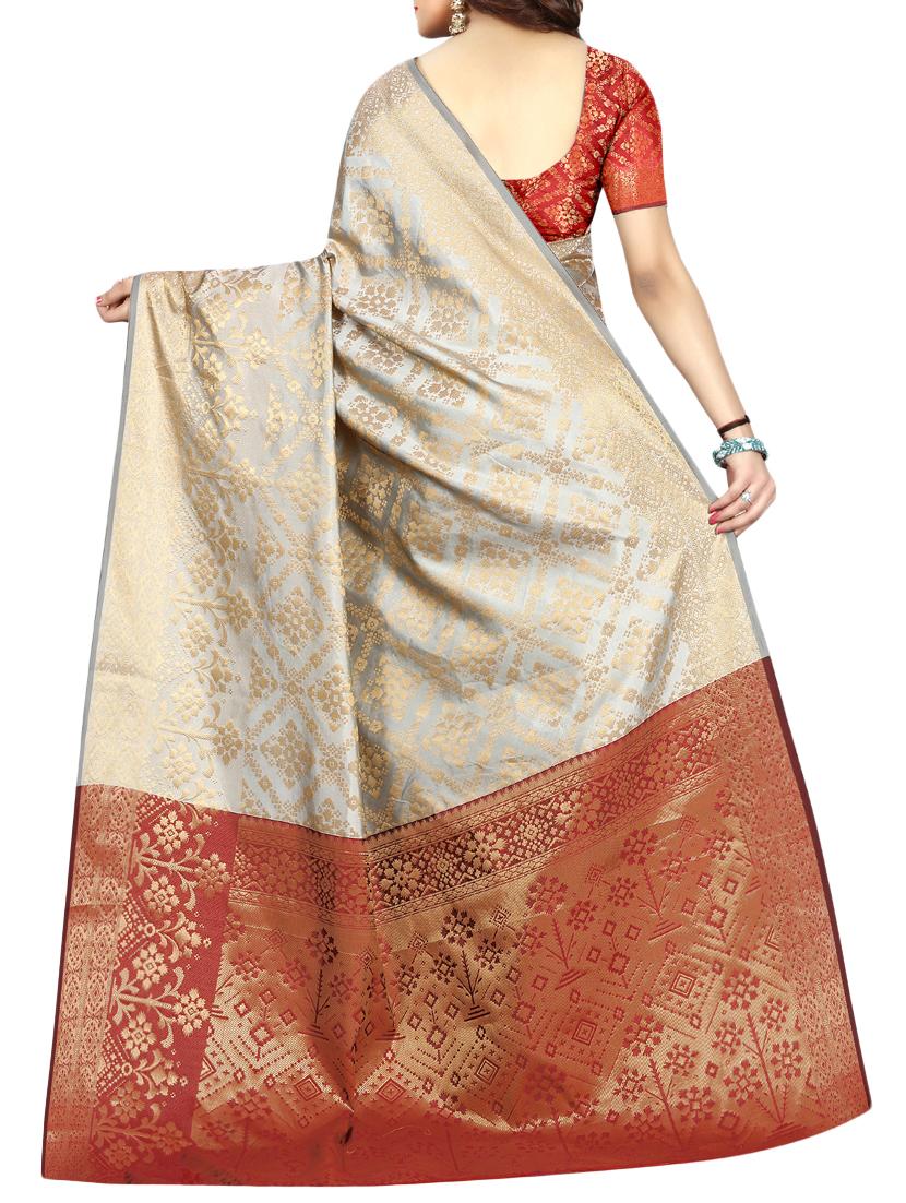 zari weave banarsi saree with blouse - 15504188 - Standard Image - 1