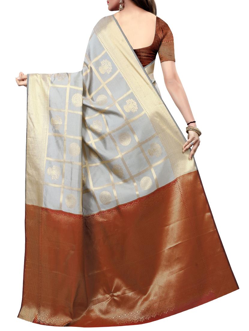 zari motifs banarasi saree with blouse - 15504196 - Standard Image - 1