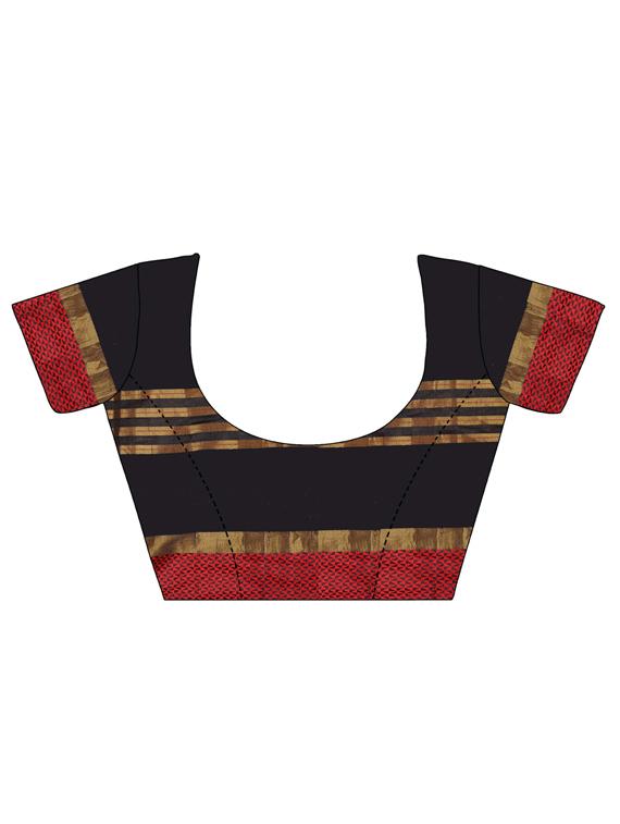 contrast border woven saree with blouse - 15504221 -  Standard Image - 1