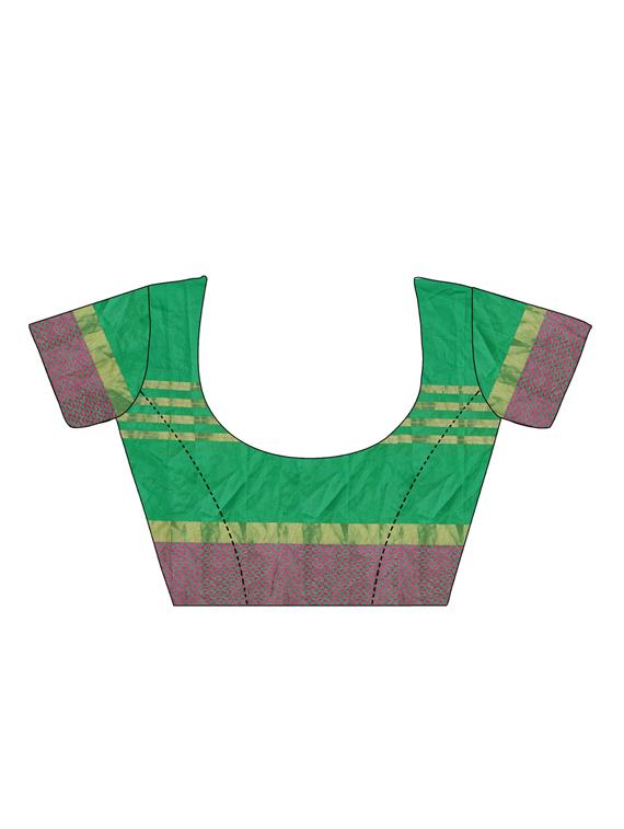 contrast border woven saree with blouse - 15504222 -  Standard Image - 1