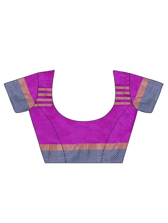 contrast border woven saree with blouse - 15504224 -  Standard Image - 1