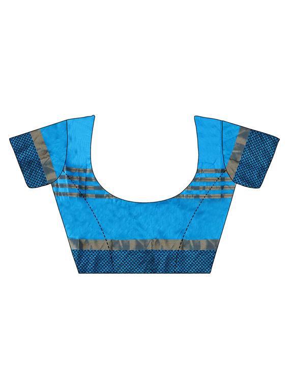 contrast border woven saree with blouse - 15504227 -  Standard Image - 1