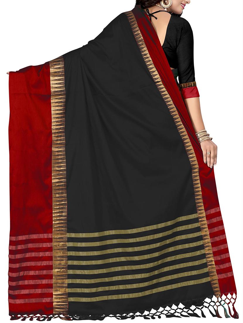 contrast border banarsi saree with blouse - 15504245 -  Standard Image - 1