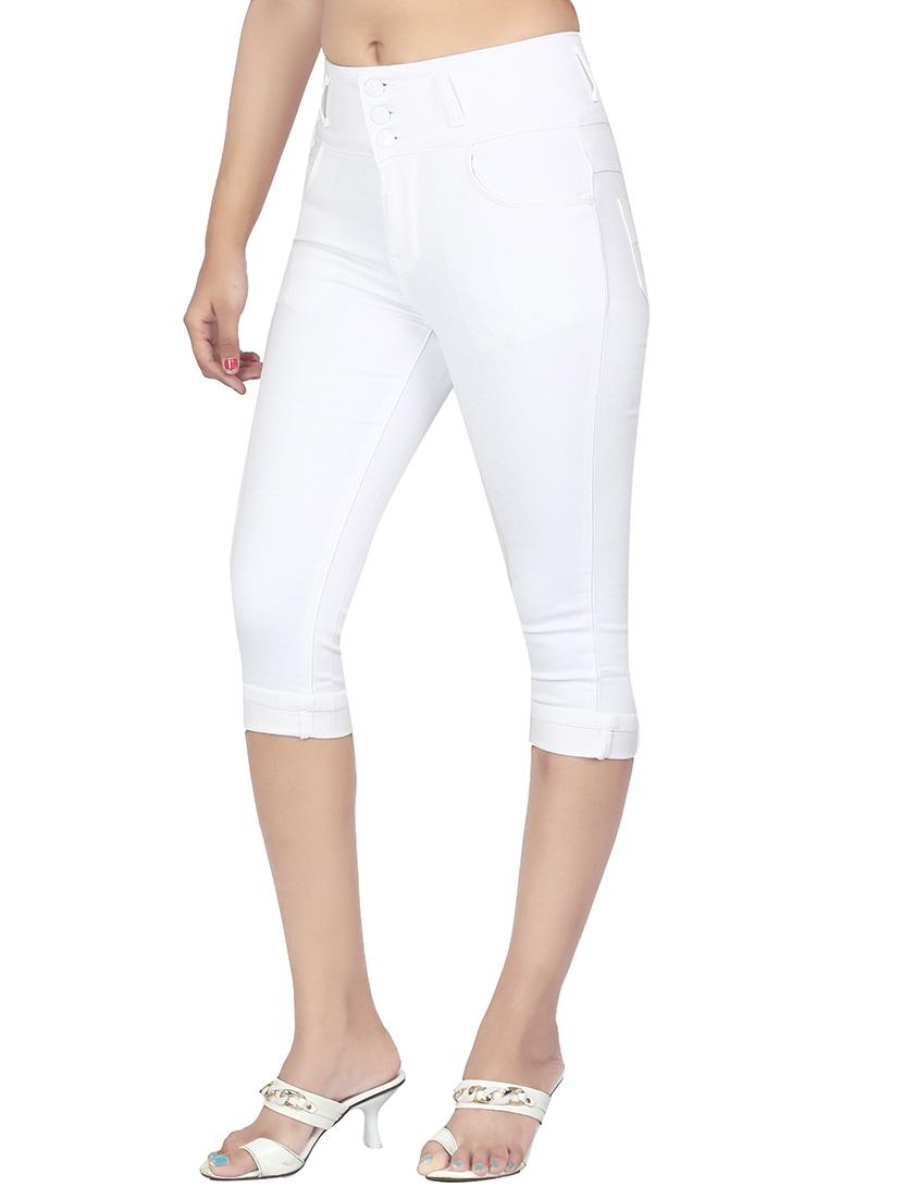 high waist denim capri - 15504504 - Standard Image - 1
