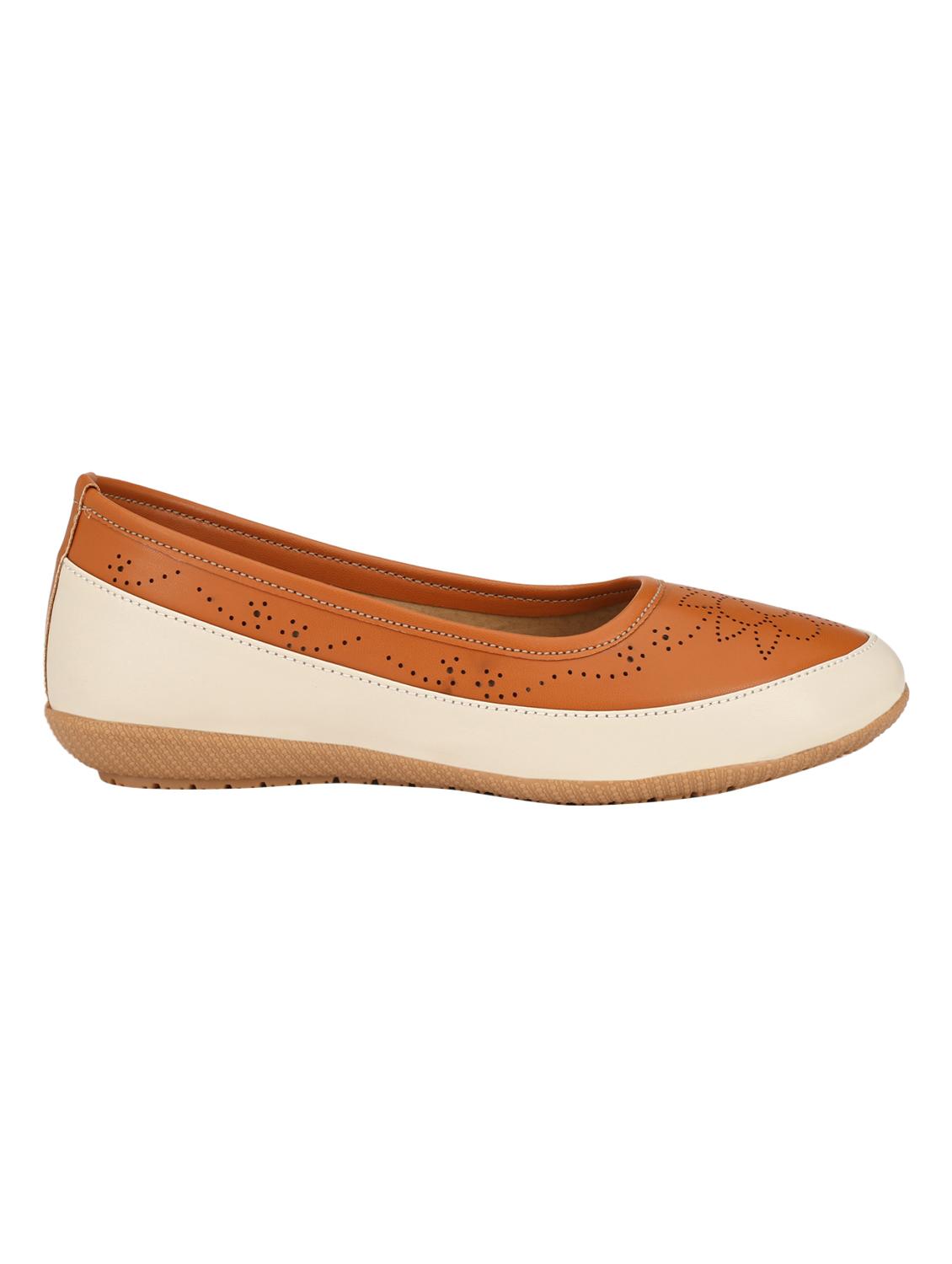 tan leatherette slip on ballerina - 15504998 - Standard Image - 1