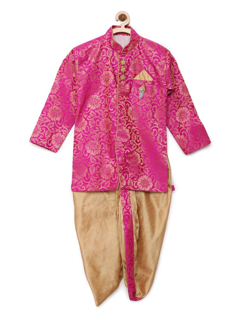 pink cotton blend kurta set