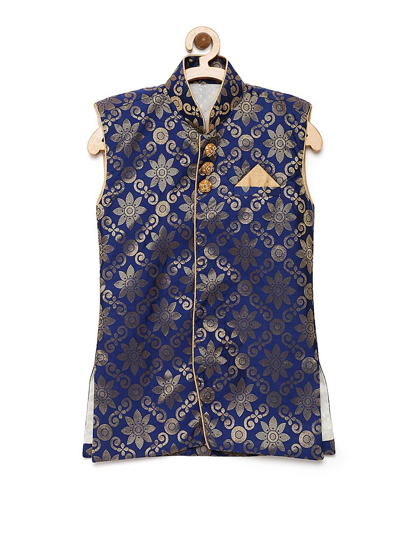 blue cotton blend kurta set - 15505459 - Standard Image - 1