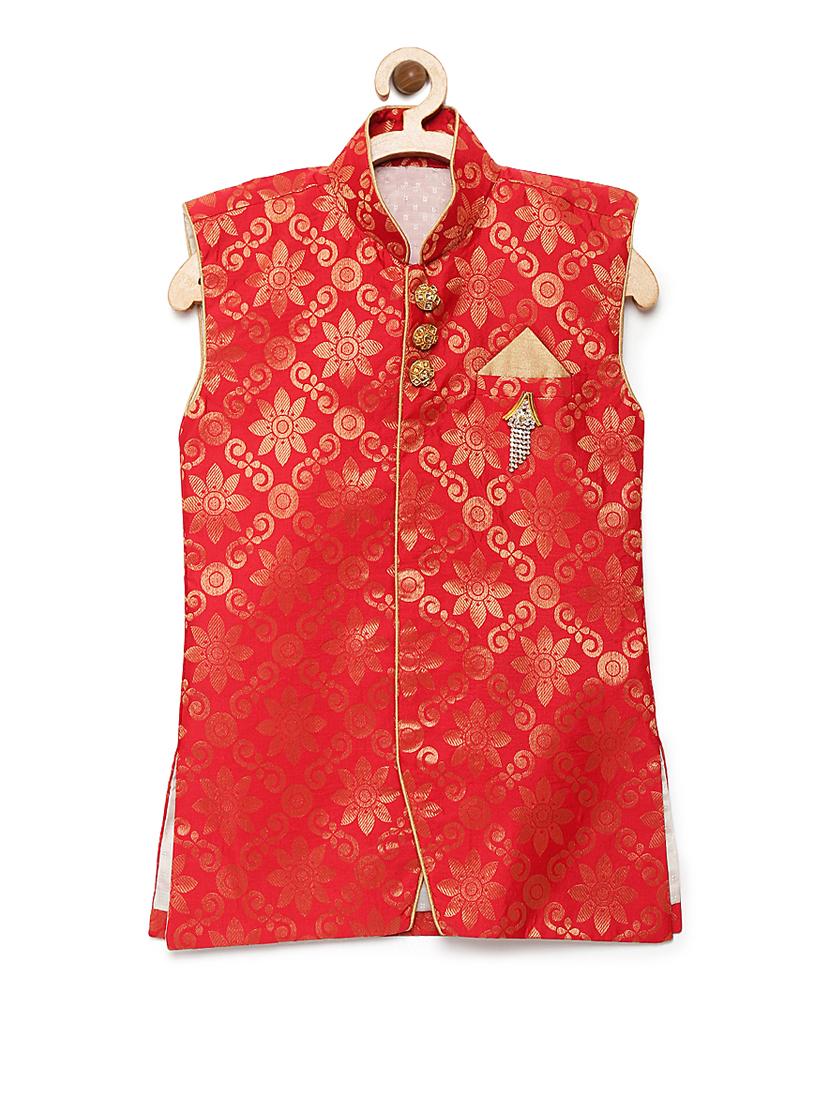 red cotton blend kurta set - 15505462 -  Standard Image - 1