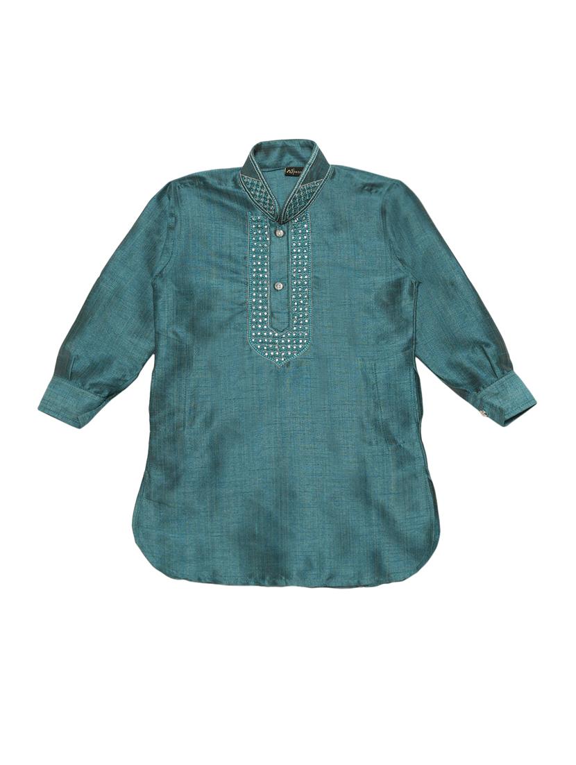 green cotton blend kurta set - 15505467 -  Standard Image - 1