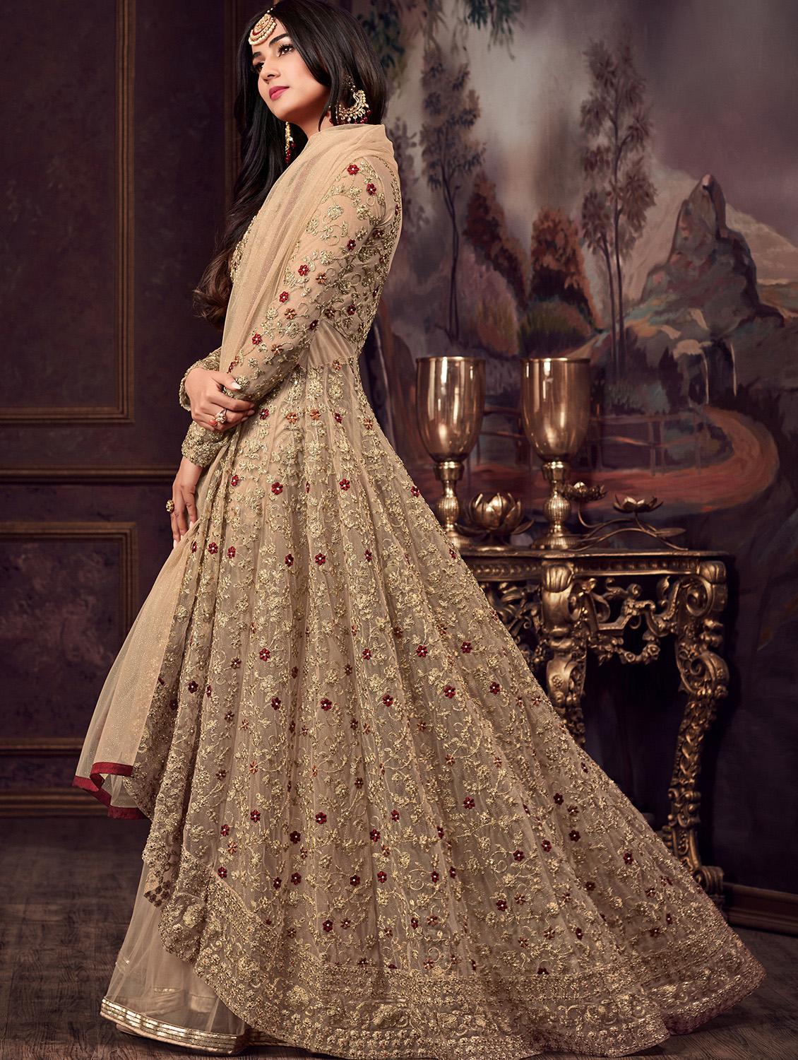 embroidered kalidar high-low layered suit set - 15505535 -  Standard Image - 1