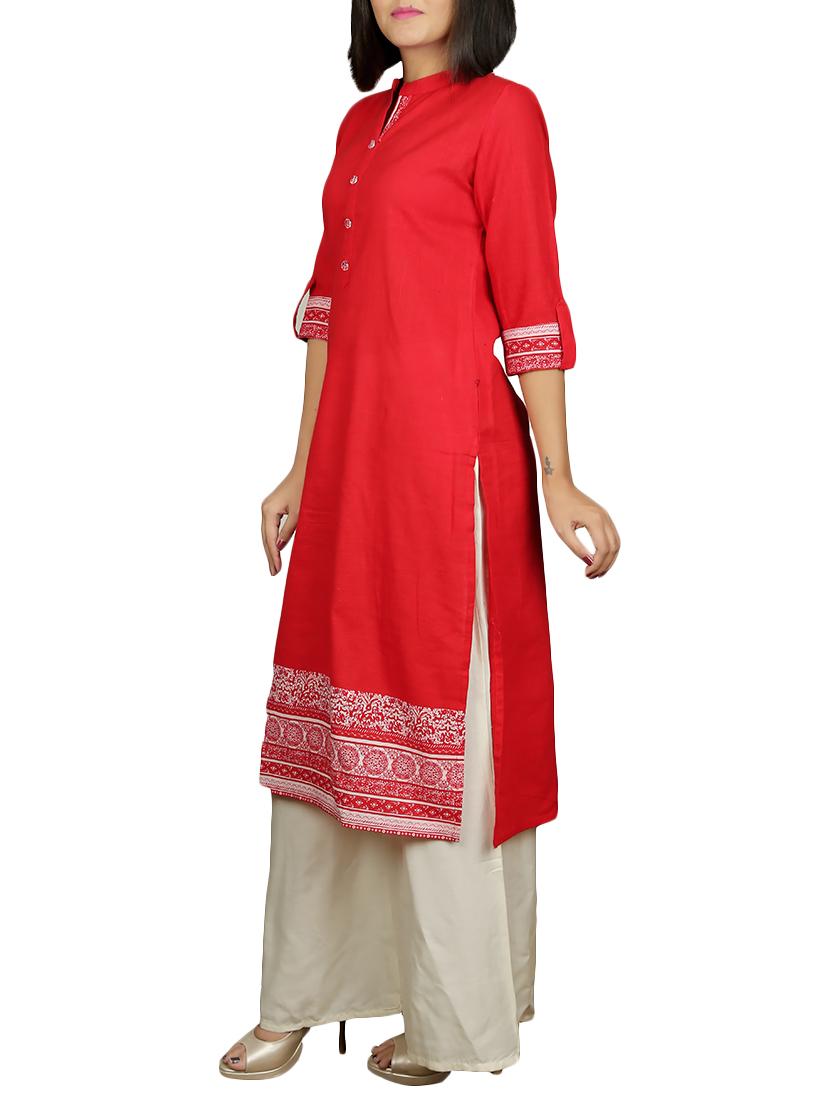 printed straight kurta - 15505638 -  Standard Image - 1
