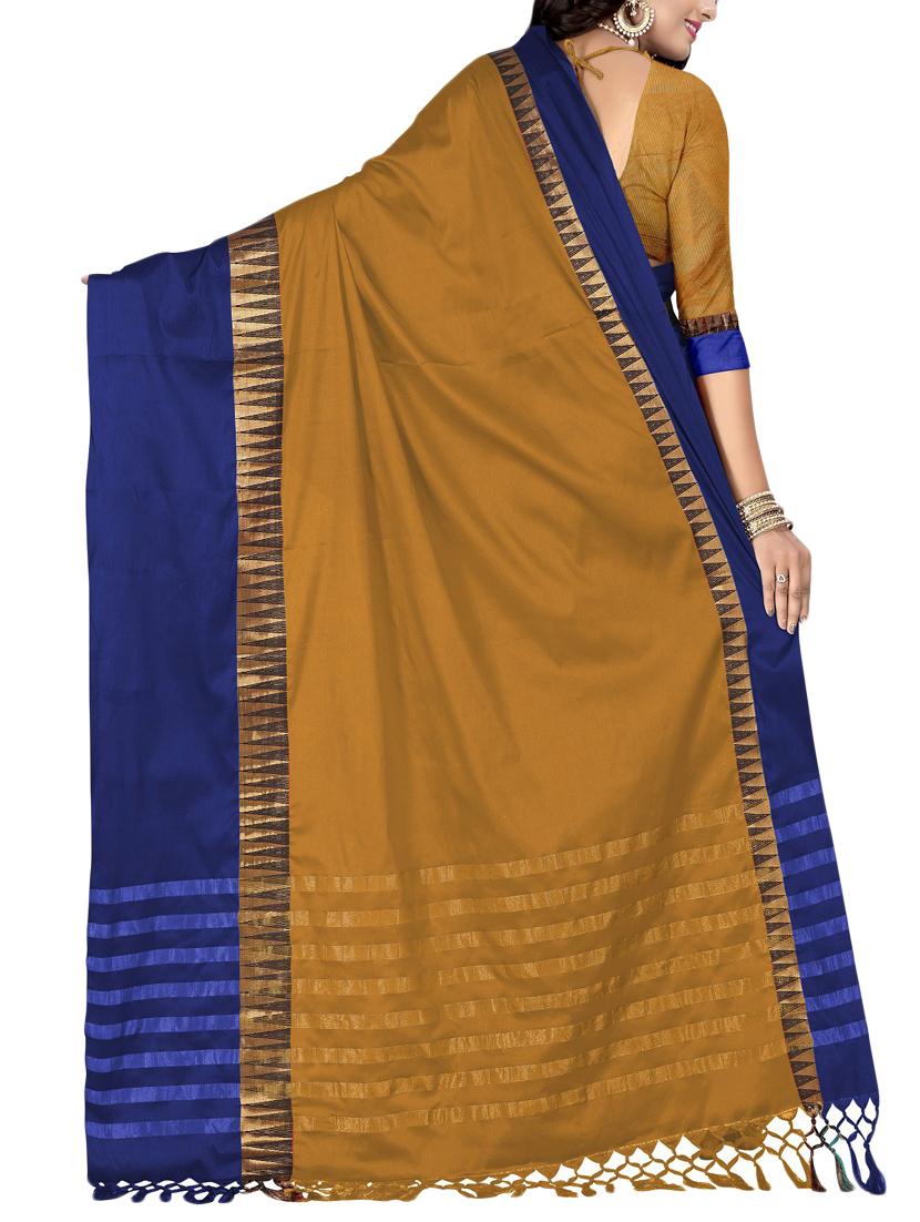 contrast bordered chanderi saree with blouse - 15505828 -  Standard Image - 1