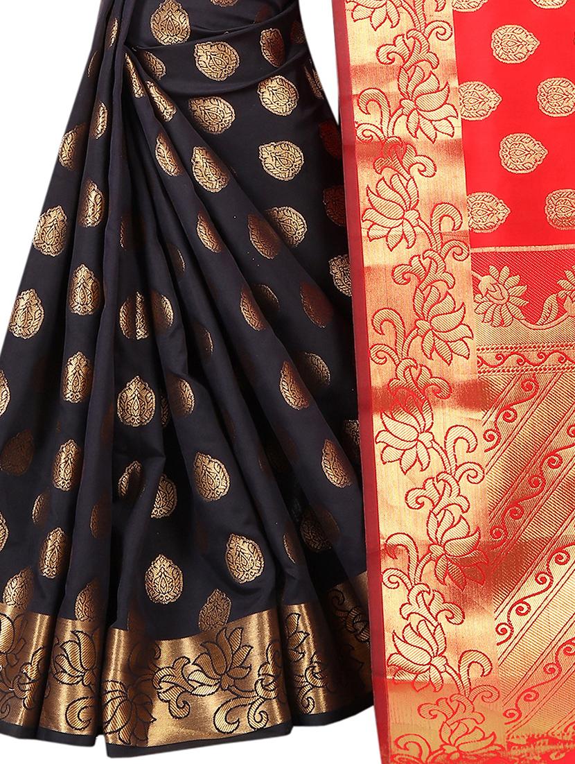 zari jacquard banarasi half & half saree with blouse - 15505836 - Standard Image - 1