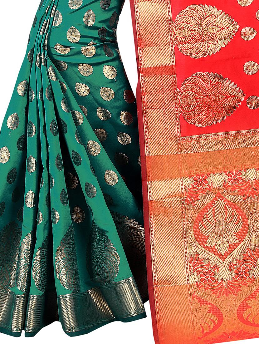 zari jacquard banarasi half & half saree with blouse - 15505841 - Standard Image - 1