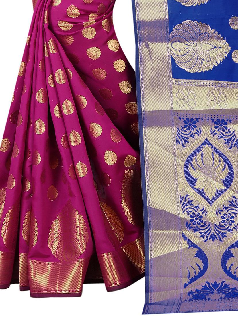 half and half zari banarasi saree with blouse - 15505842 - Standard Image - 1