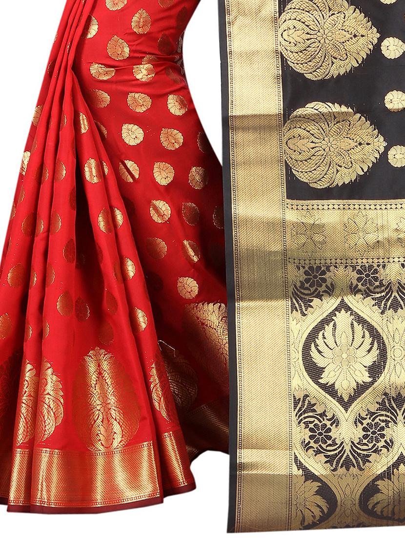 zari jacquard banarasi half & half saree with blouse - 15505843 - Standard Image - 1