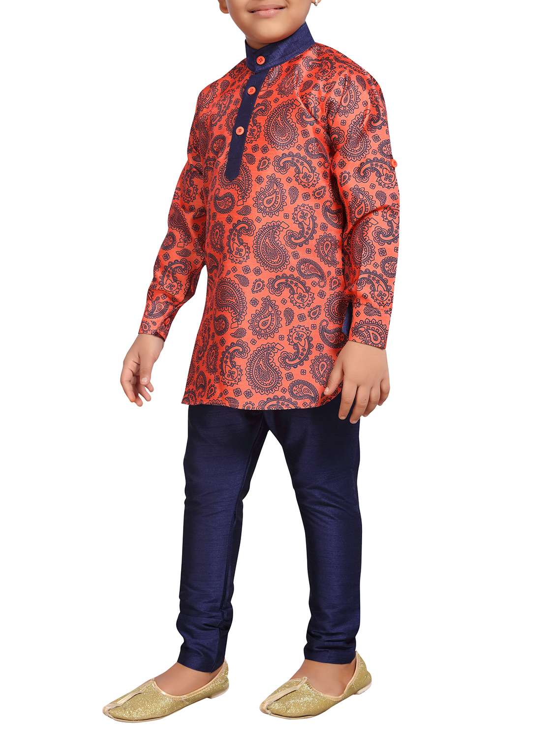 orange cotton kurta set - 15506786 -  Standard Image - 1