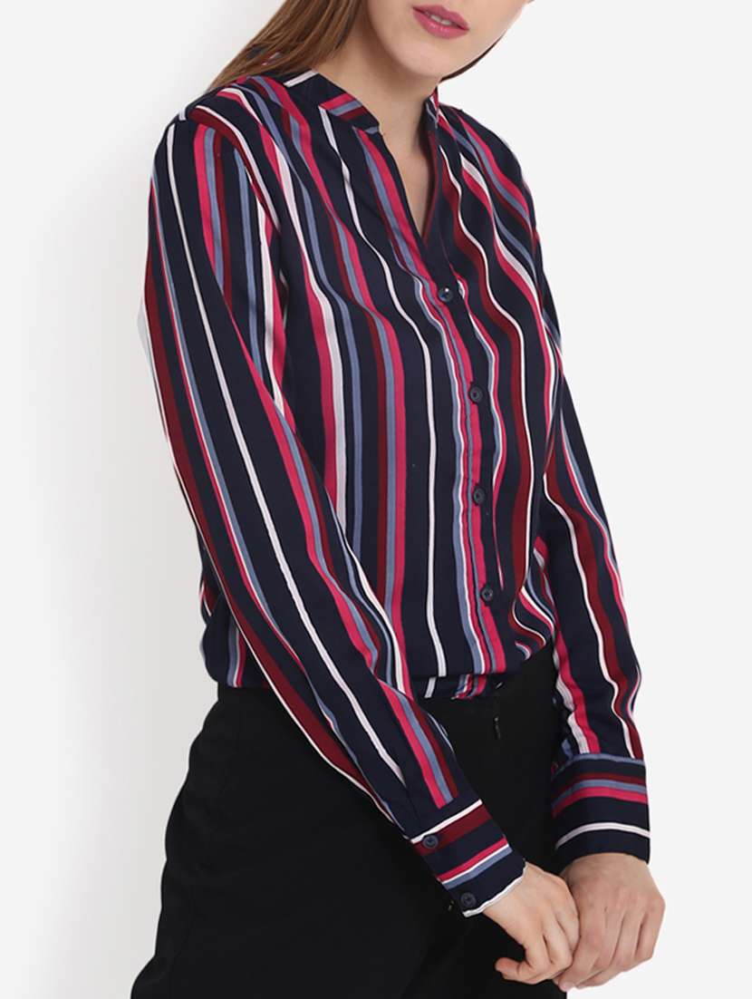 pleated back striped shirt - 15514966 - Standard Image - 1