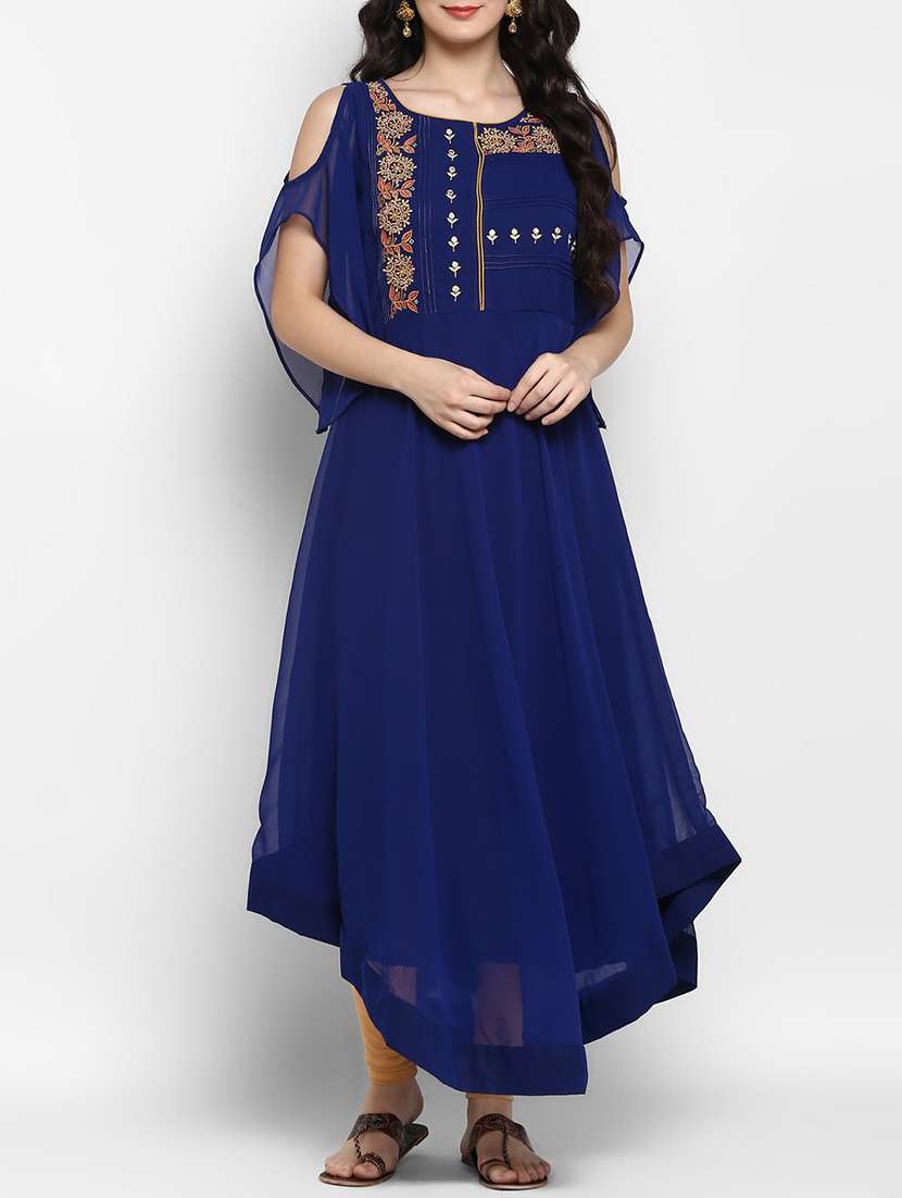 cold shoulder embroidered kurta