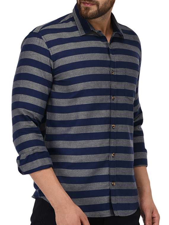 navy blue cotton casual shirt - 15515470 -  Standard Image - 1