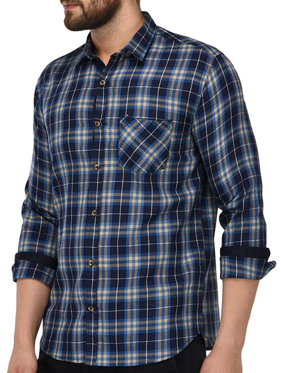 navy blue cotton casual shirt - 15515473 -  Standard Image - 1