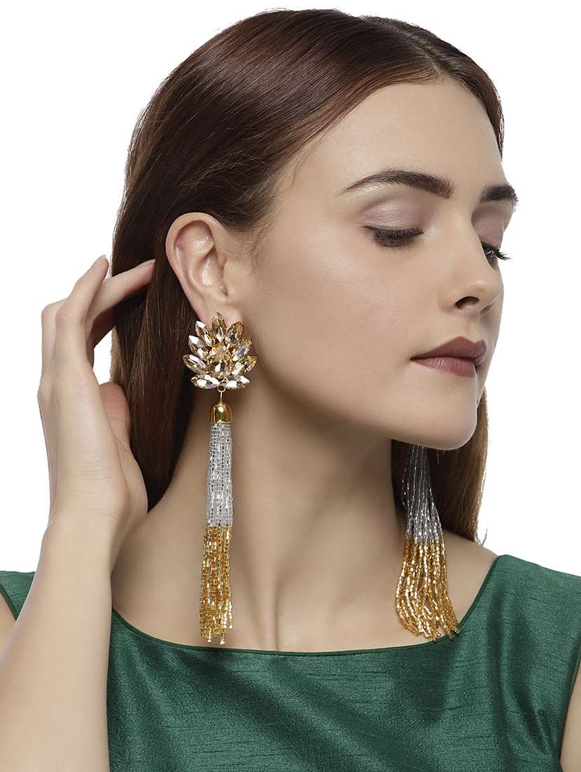 gold tone beaded earrings
