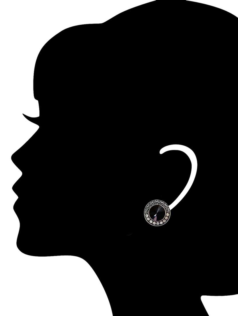 black silver tone oxidized earrings - 15516887 -  Standard Image - 1
