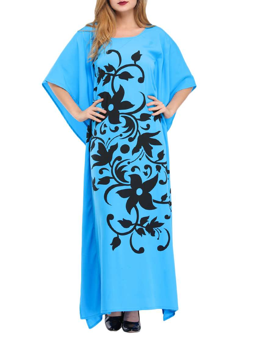 scoop neck floral kaftan