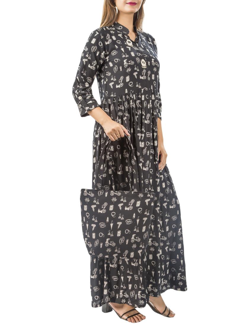 embellish flared printed kurta - 15517017 -  Standard Image - 1